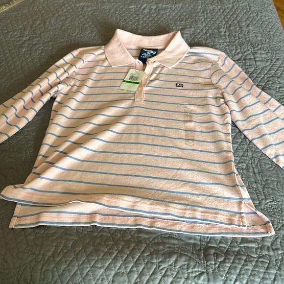 Polo Ralph Lauren Other - Polo Girls top pink and blue stripe long sleeve soft Pima cotton Large New!
